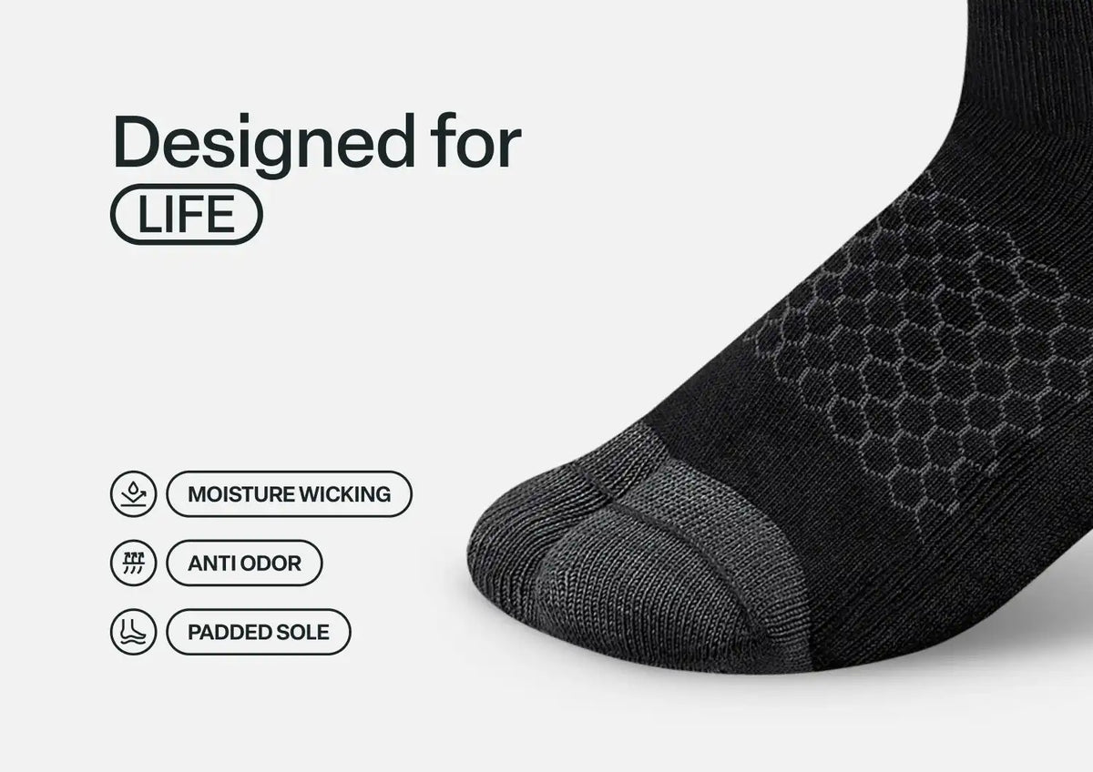 Bunion Relief, Padded Ankle Socks - Black